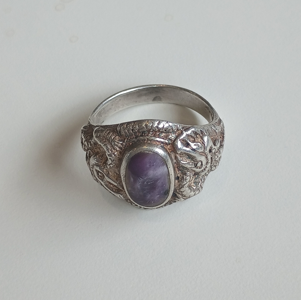 Vintage Men's Amethyst Sterling Silver Ring Size 12 1/2